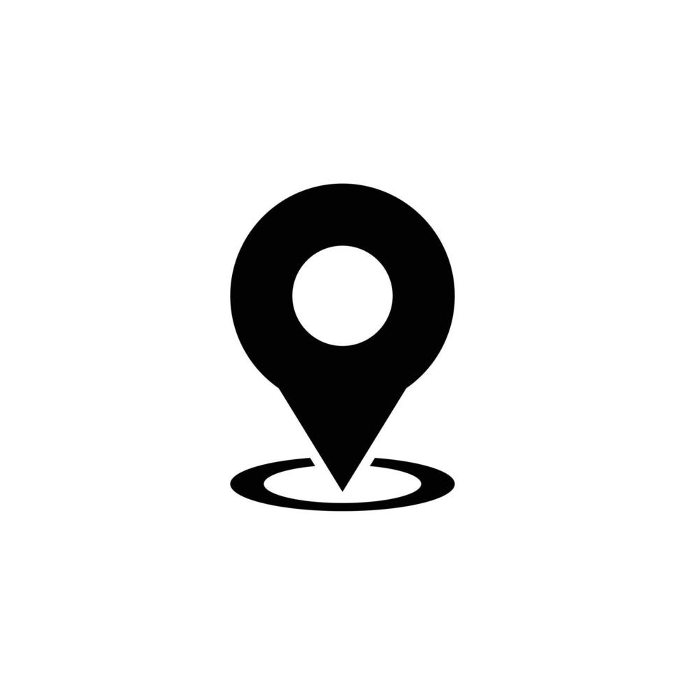 Diseño plano del vector del icono del puntero gps. vector de icono de puntero de pin de ubicación de mapa.