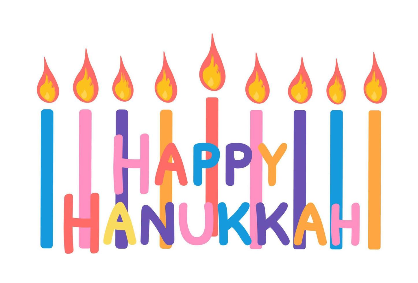 feliz hanukkah tarjeta de felicitación ilustración vectorial aislado sobre fondo blanco vector