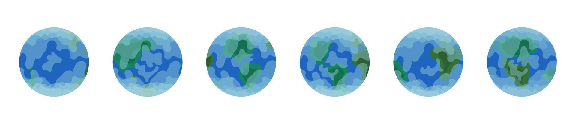 Earth globe set vector illustration isolated on white background