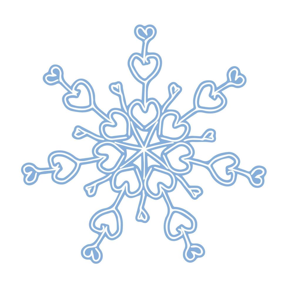 Fantasy blue snowflake vector illustration isolated on white background