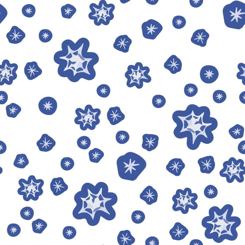 Seamless pattern with blue dots and snowflakes vector illustration