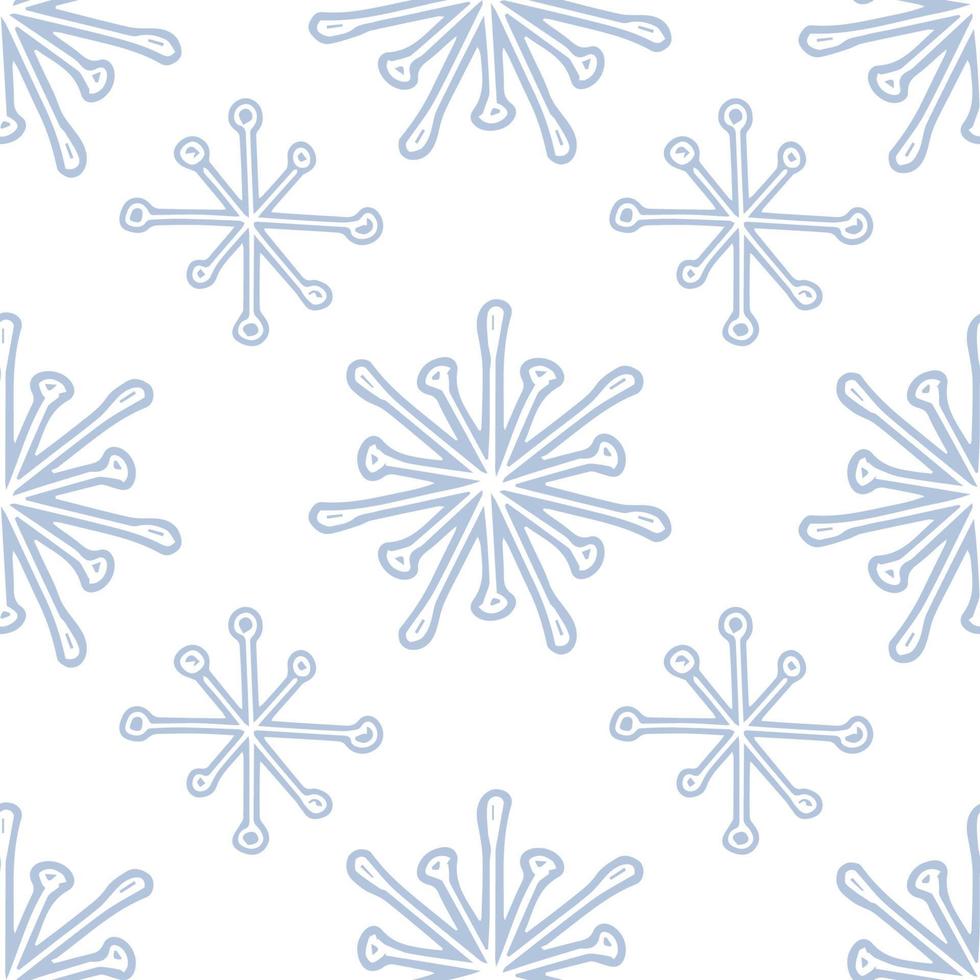 Snowfkake vector patrón sin costuras en colores blanco y azul claro