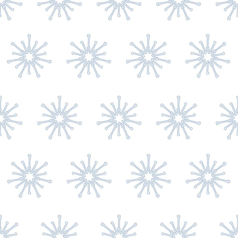 Snowfkake vector seamless pattern in white and light blue colours