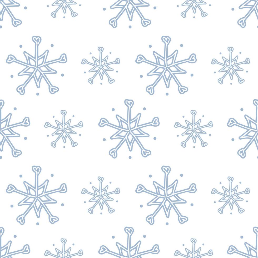 Snowfkake vector patrón sin costuras en colores azul y blanco polvorientos