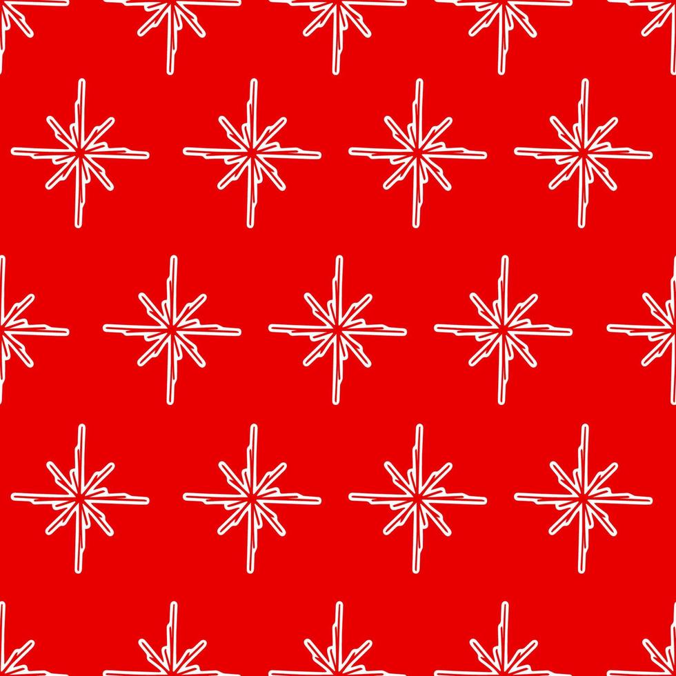 Patrón transparente de vector snowfkake en colores rojo y blanco