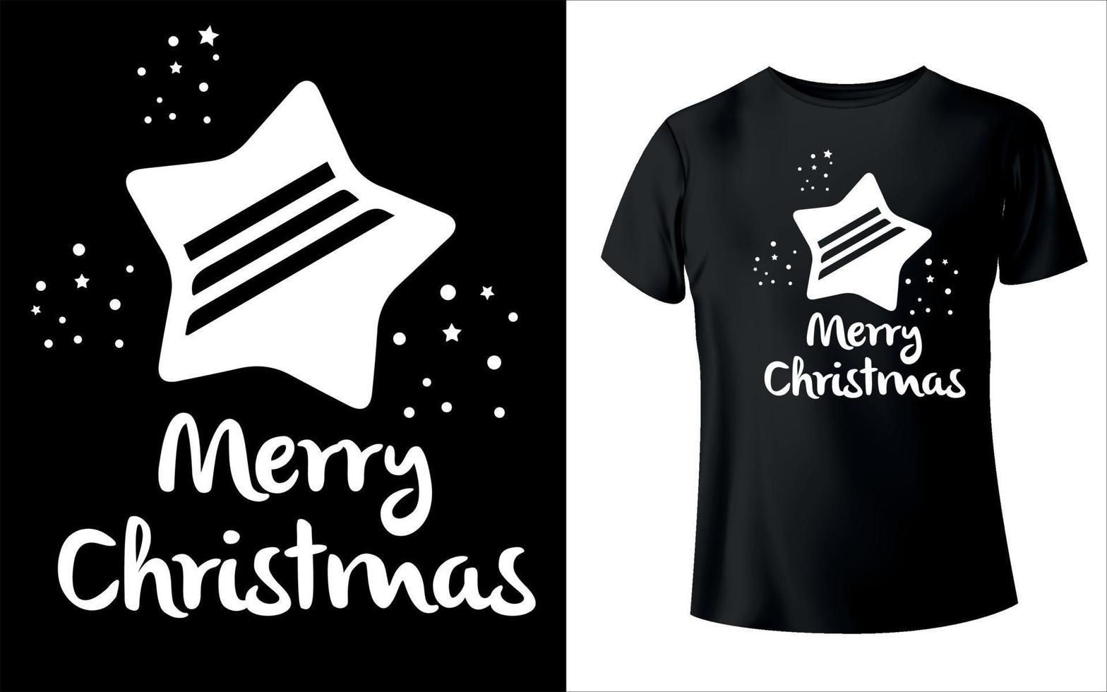 Christmas T-shirt Design with start vector