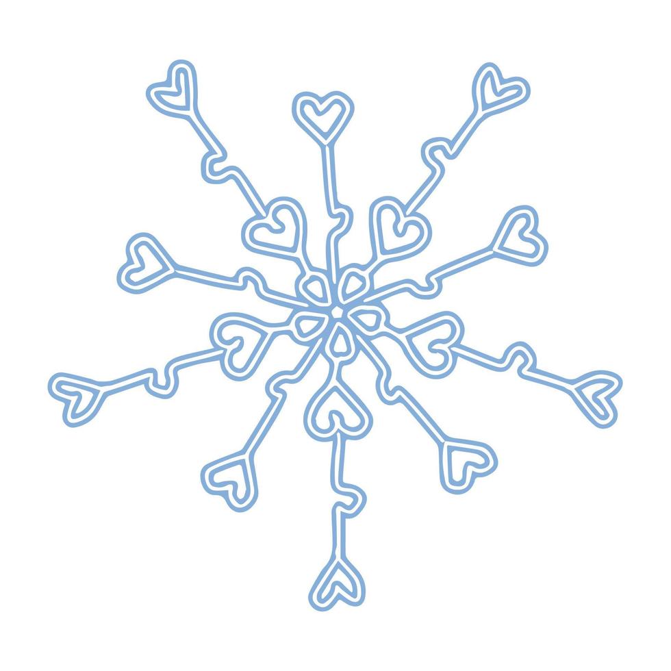 Ilustración de vector de copo de nieve azul de fantasía aislado sobre fondo blanco