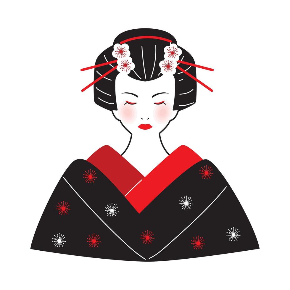 geisha portrait icon vector