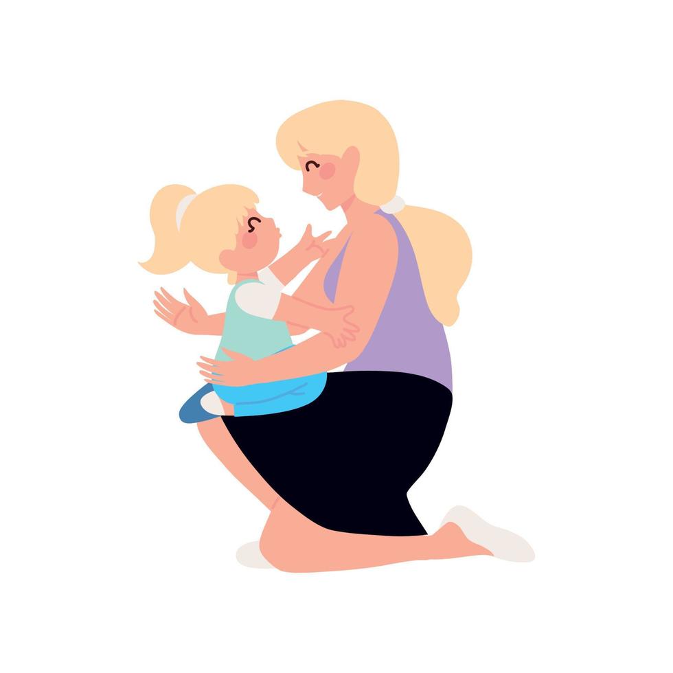 woman carrying a her daughter vector