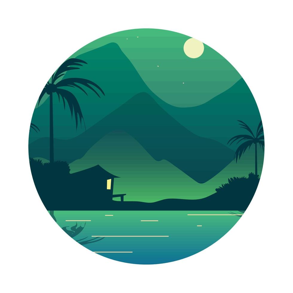 paisaje de playa y casa de campo vector