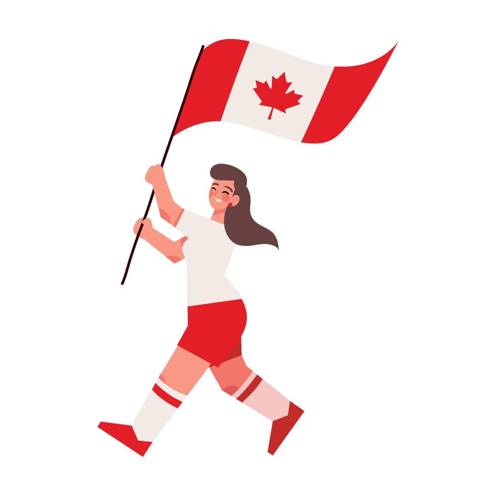 woman with flag Canada vector