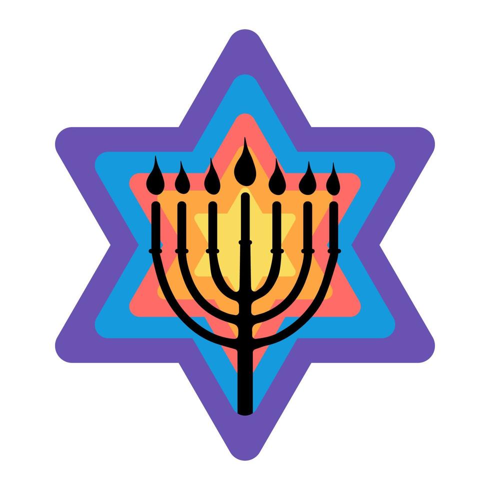 Happy Hunukkah menorah and David star icon vector illustration