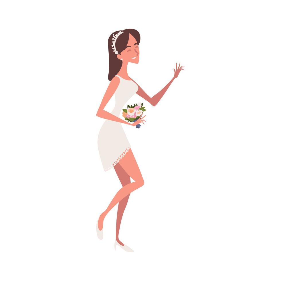 wedding bride with flowers vector