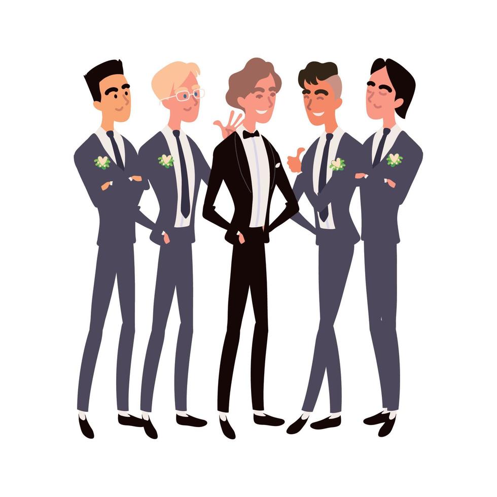 wedding groom and groomsmen vector