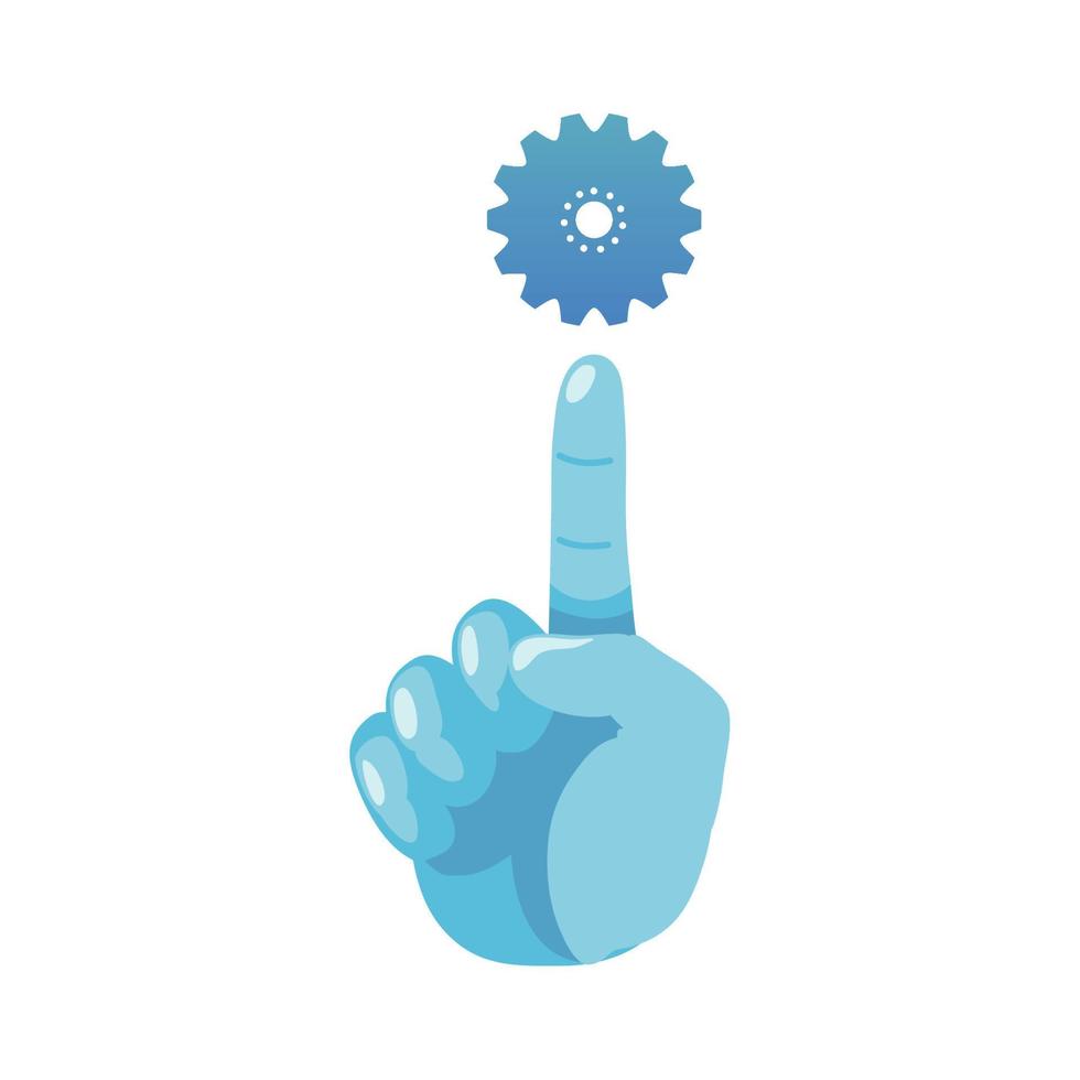 hand pointing a gear vector