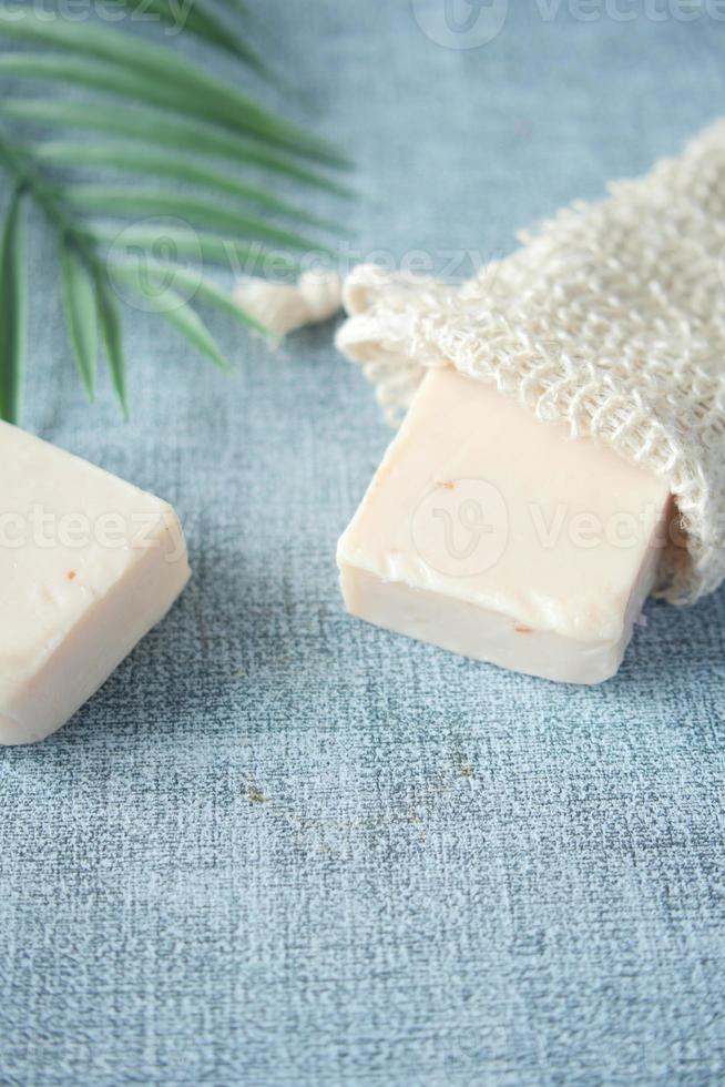 empty soap bag on white background , photo