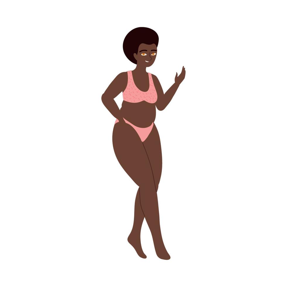 mujer afro gorda vector