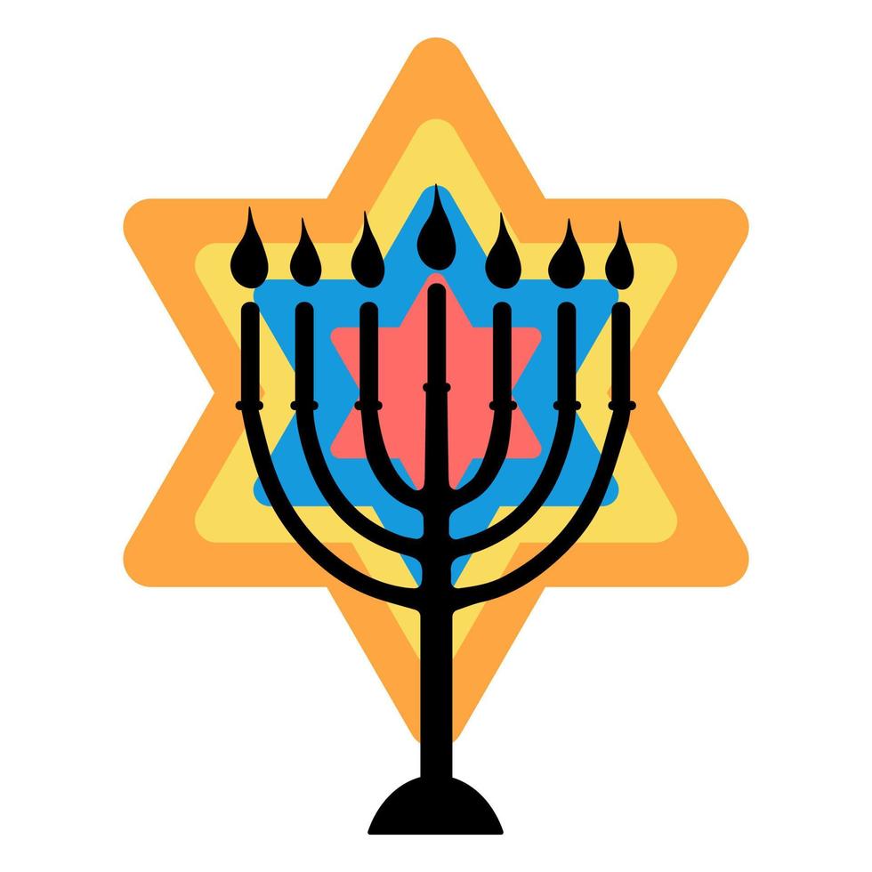 feliz hunukkah menorah y david estrella icono vector ilustración