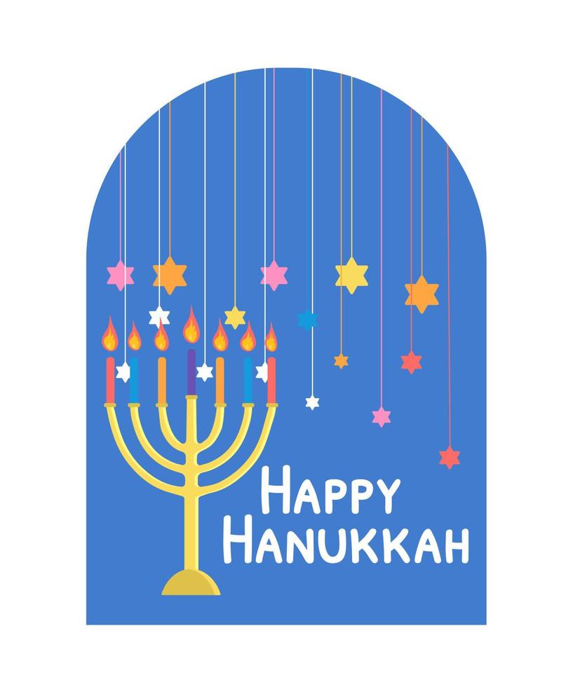 feliz hanukkah tarjeta de felicitación ilustración vectorial aislado sobre fondo blanco vector