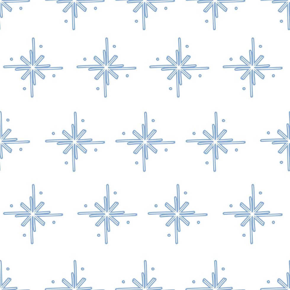 Snowfkake vector patrón sin costuras en colores blanco y azul claro