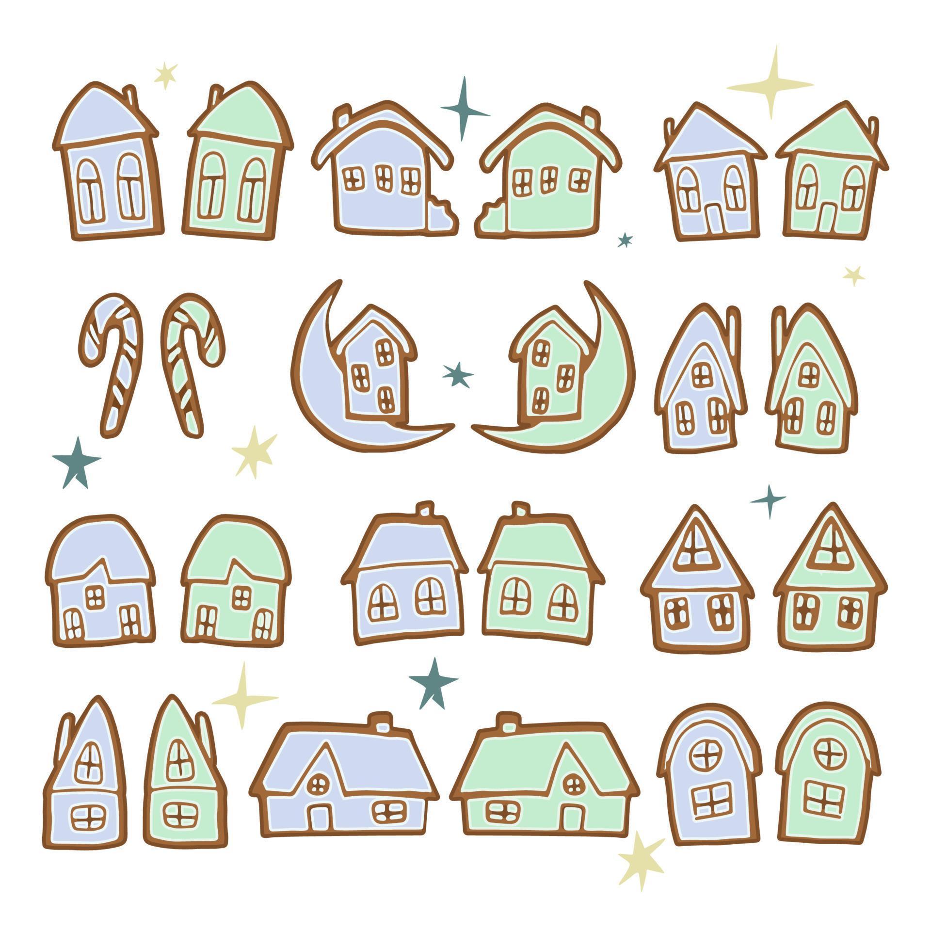 Gingerbread house vector set isolated on white background 11203171