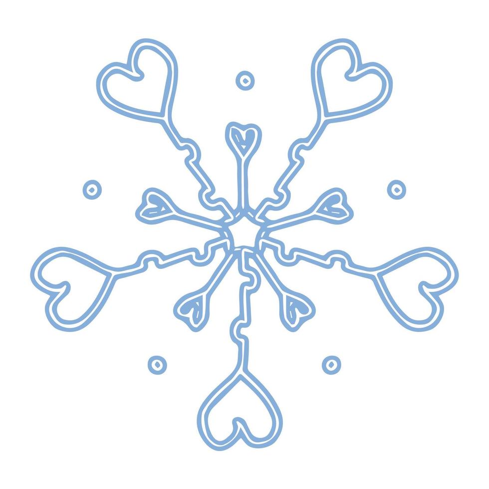 Ilustración de vector de copo de nieve azul de fantasía aislado sobre fondo blanco