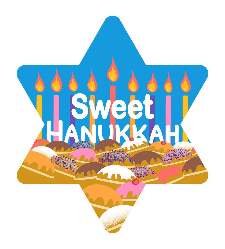 Ilustración de vector de tarjeta de celebración de hanukkah dulce aislado sobre fondo blanco