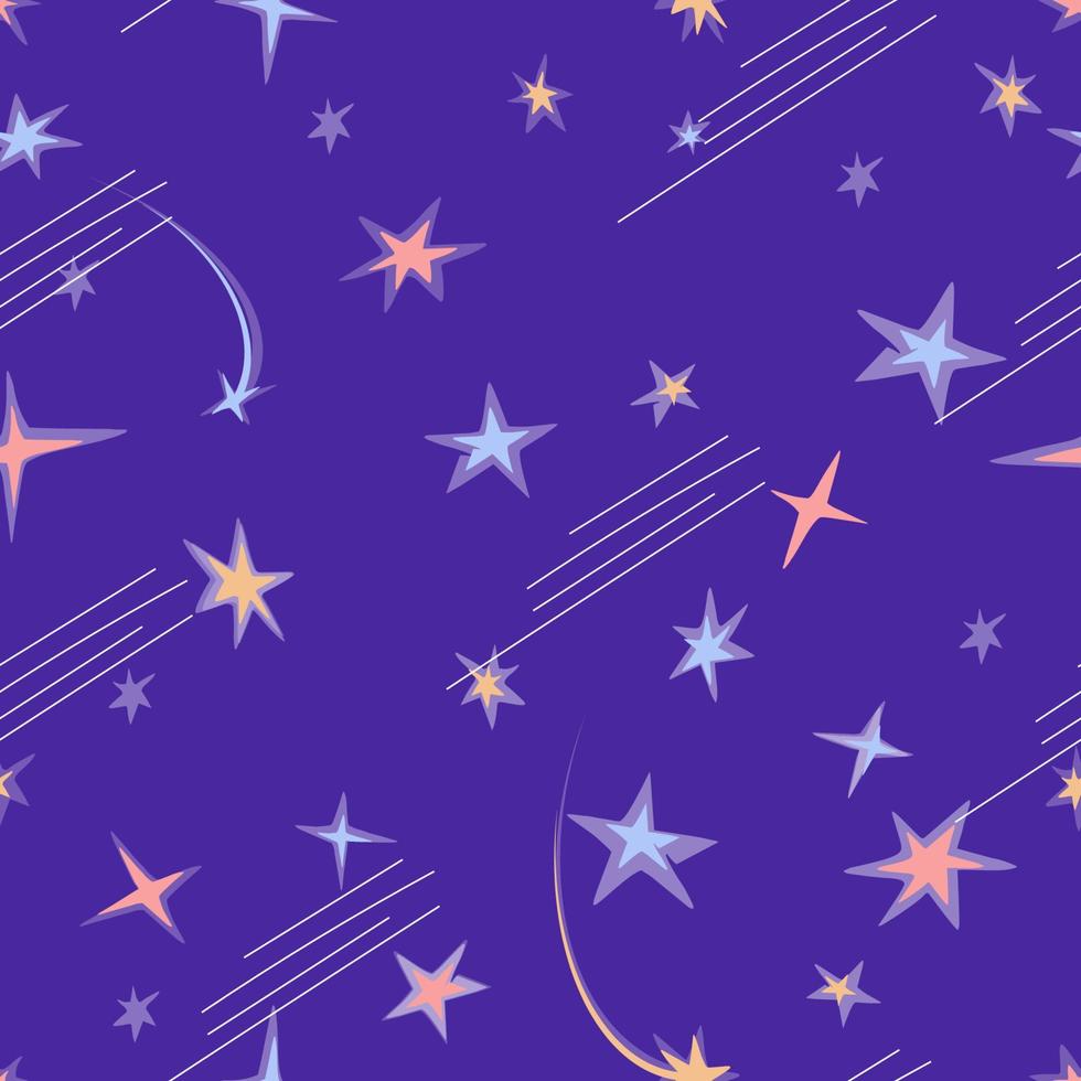 Stars and comets seamless pattern vector illustration