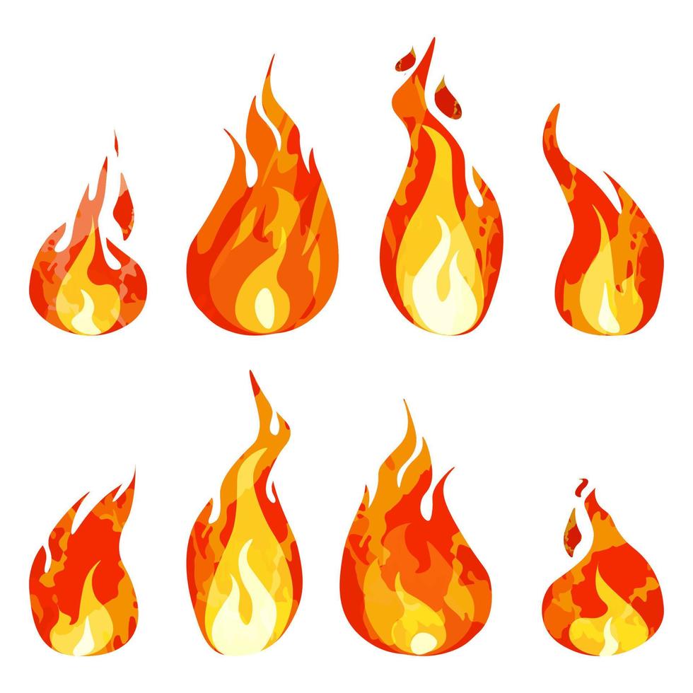 conjunto de iconos de fuego ilustración vectorial aislado sobre fondo blanco vector