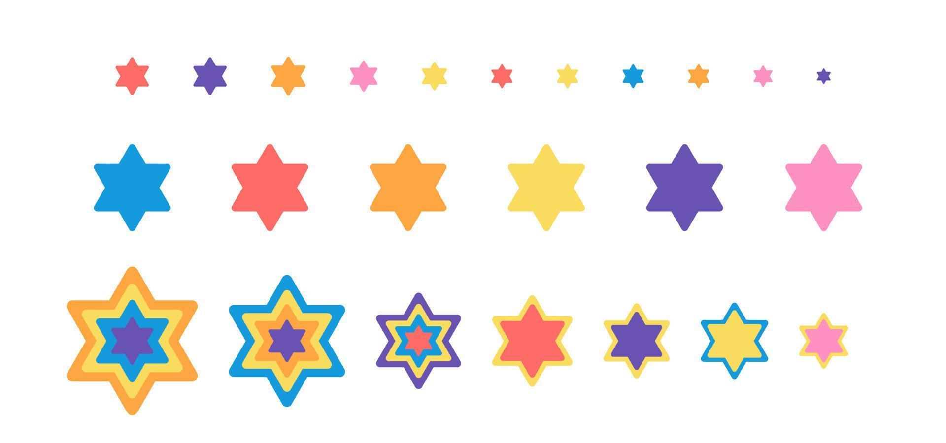 Star of David set vector illustration isolated on white background
