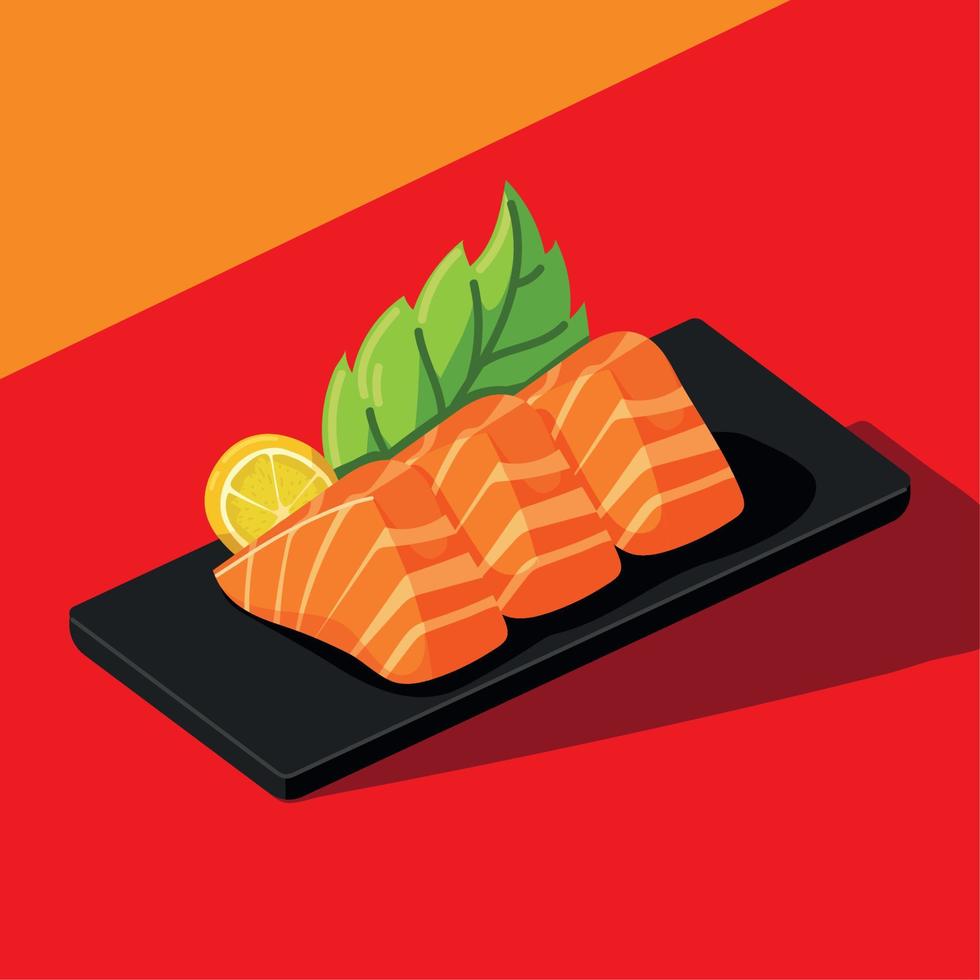 salmón comida japonesa vector