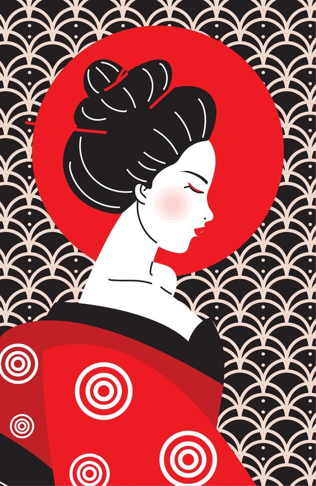 retrato de geisha japonesa vector