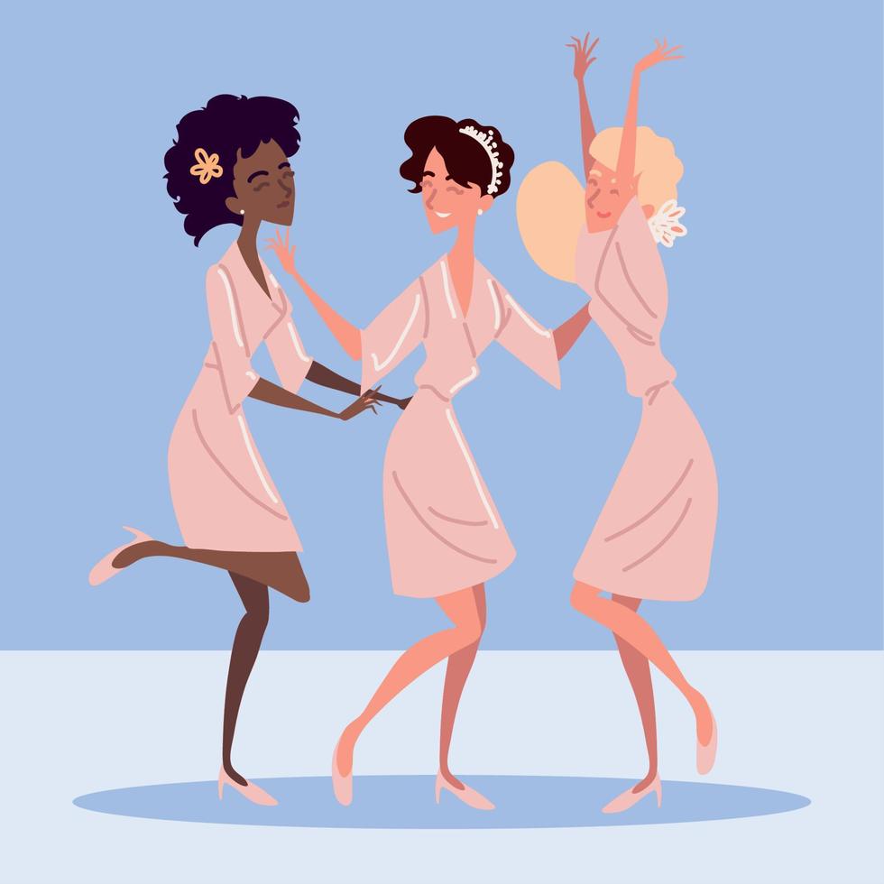 celebrating bridesmaids women vector