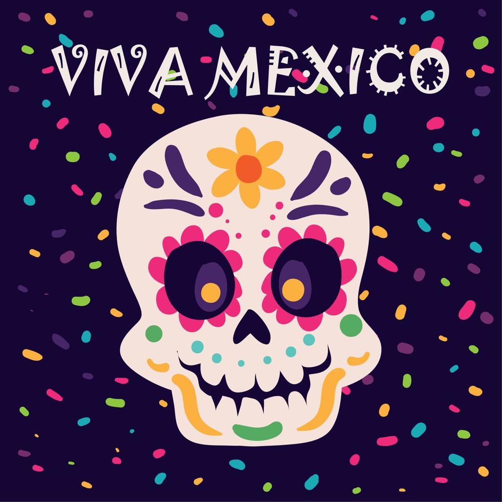 viva mexico skull decoration vector