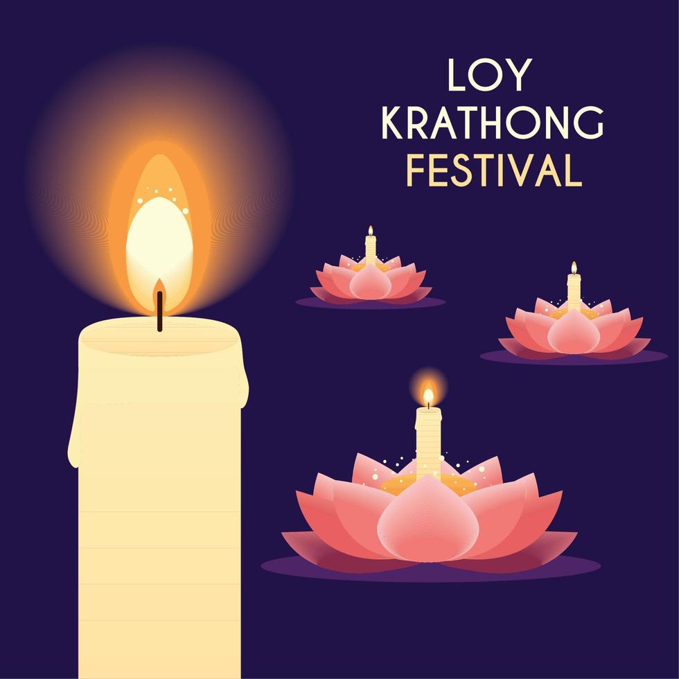 Loy krathong festival celebration vector