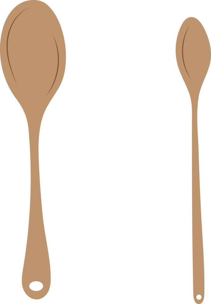 Two brown spoons vector