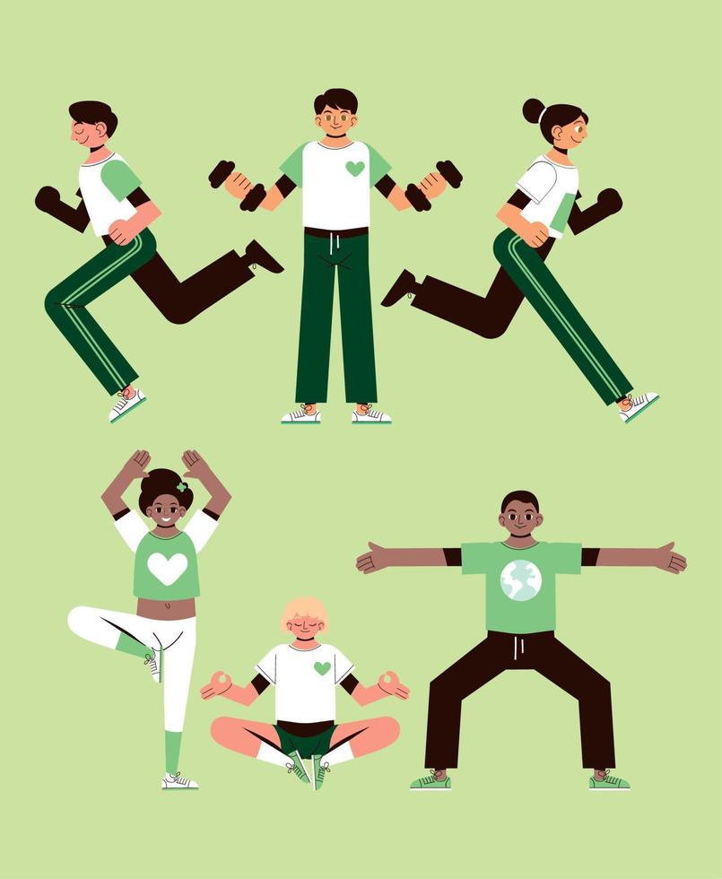 set of people sport vector