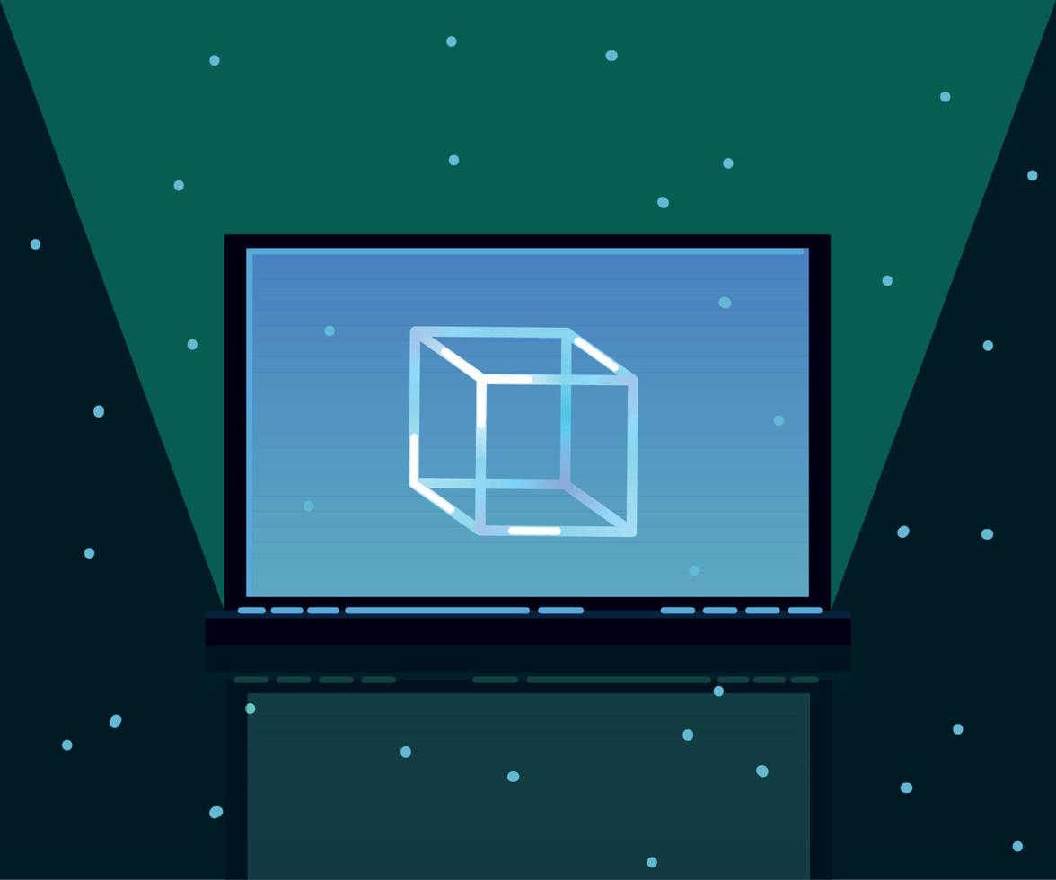 laptop blockchain technology vector