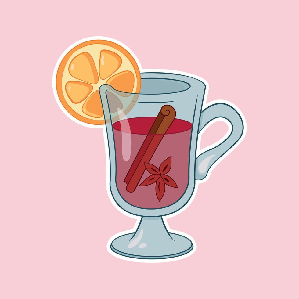 Vector image of mulled wine. Happy new year.