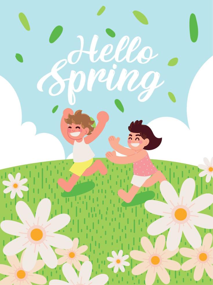 hello spring card vector