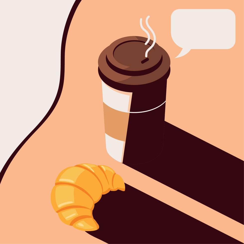 takeaway coffee and bread vector