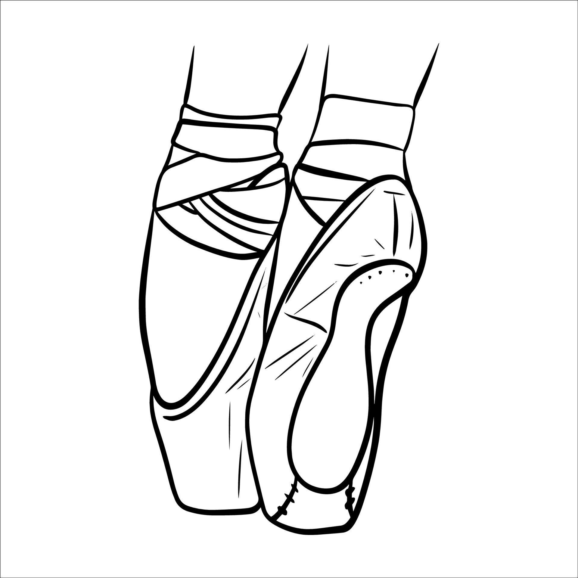 ballet pointe shoes. black and white outline. vector. 11203310 Vector