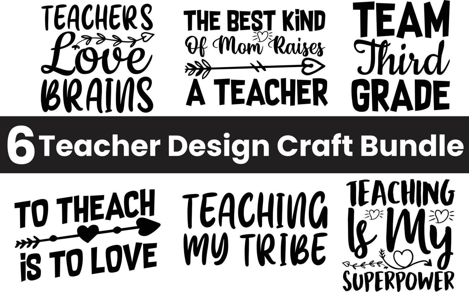 Teacher Craft Design Bundle Lettering vector