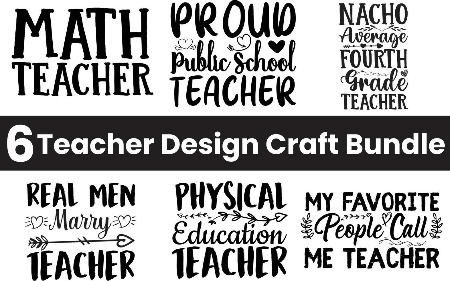 Teacher Craft Design Bundle Lettering vector
