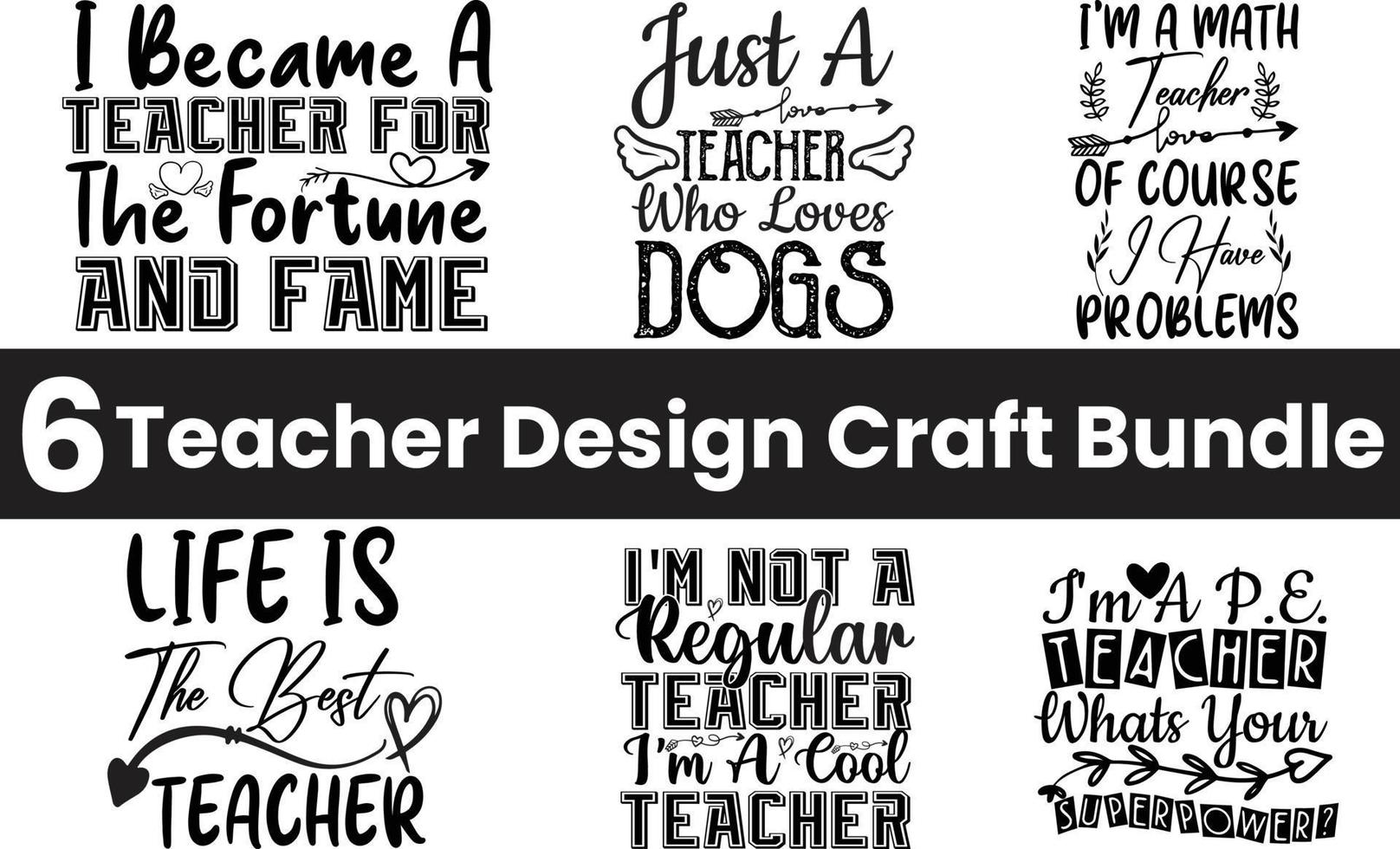 Teacher Craft Design Bundle Lettering vector