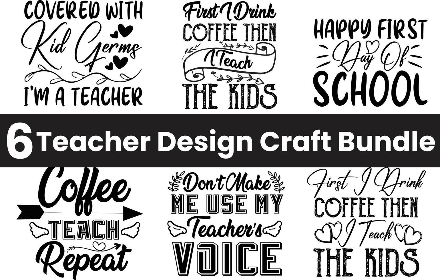Teacher Craft Design Bundle Lettering vector