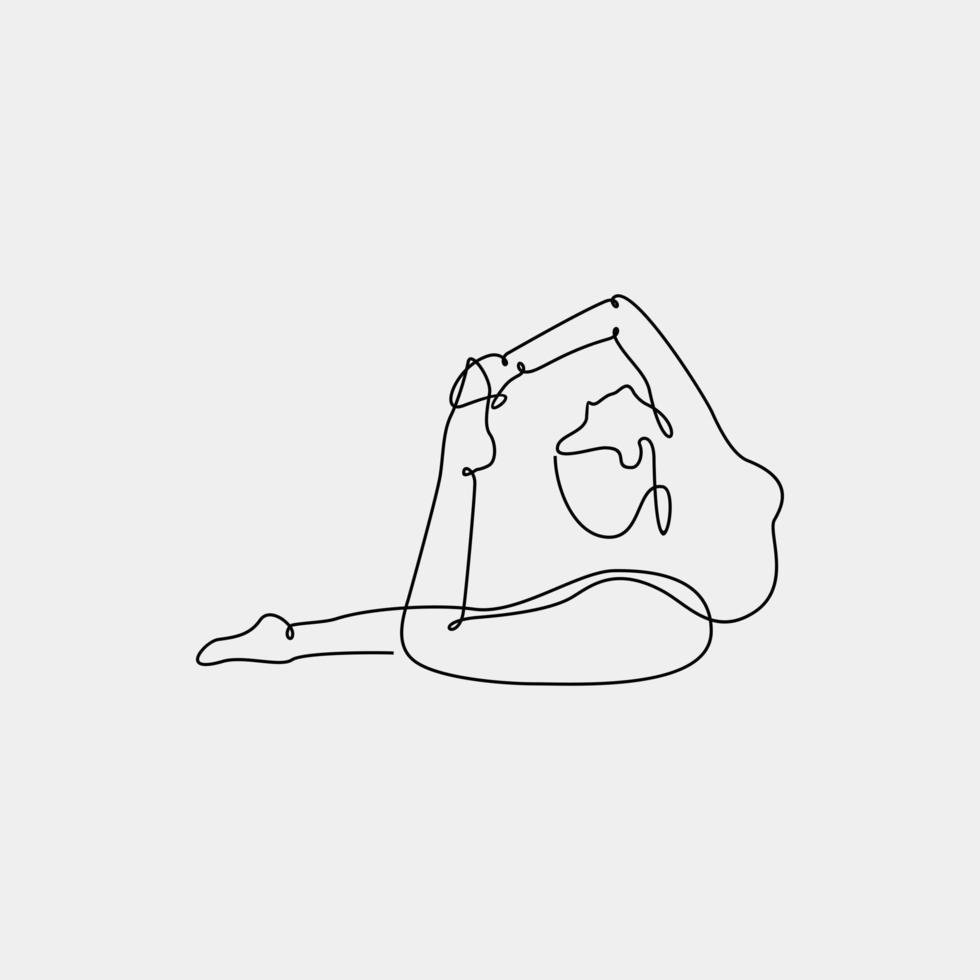 drawing yoga continuous one line drawing vector