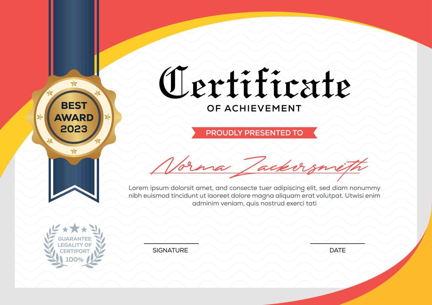 Realistic certificate design template vector