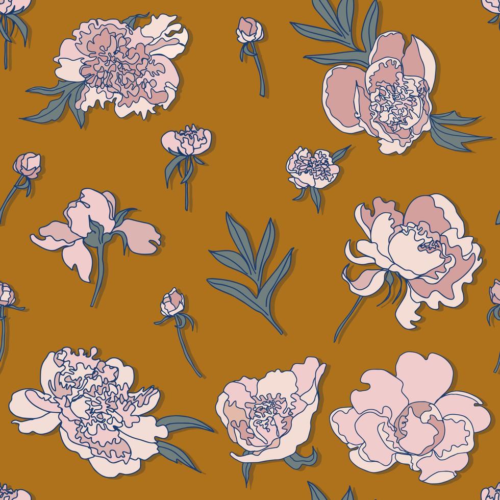 peonies buds vector seamless pattern