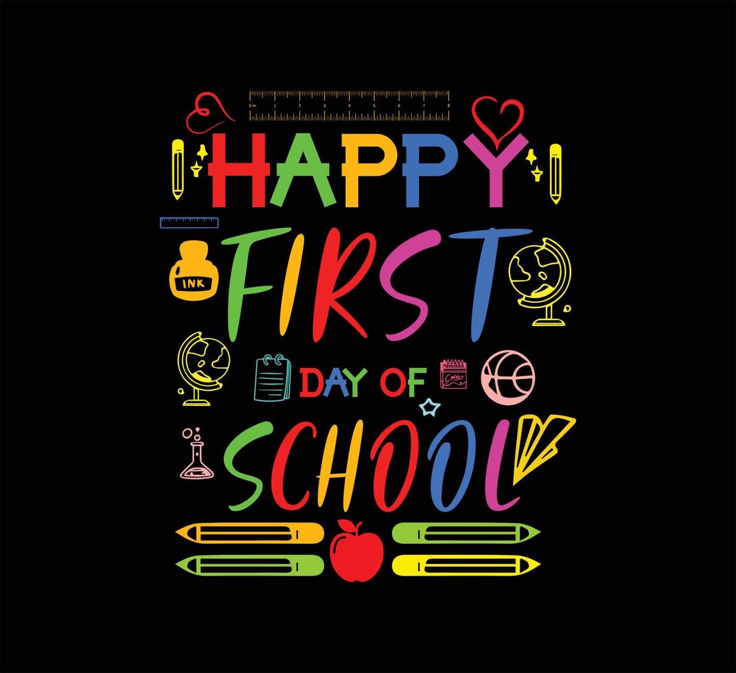 Happy first day of school t shirt design 11203673 Vector Art at Vecteezy